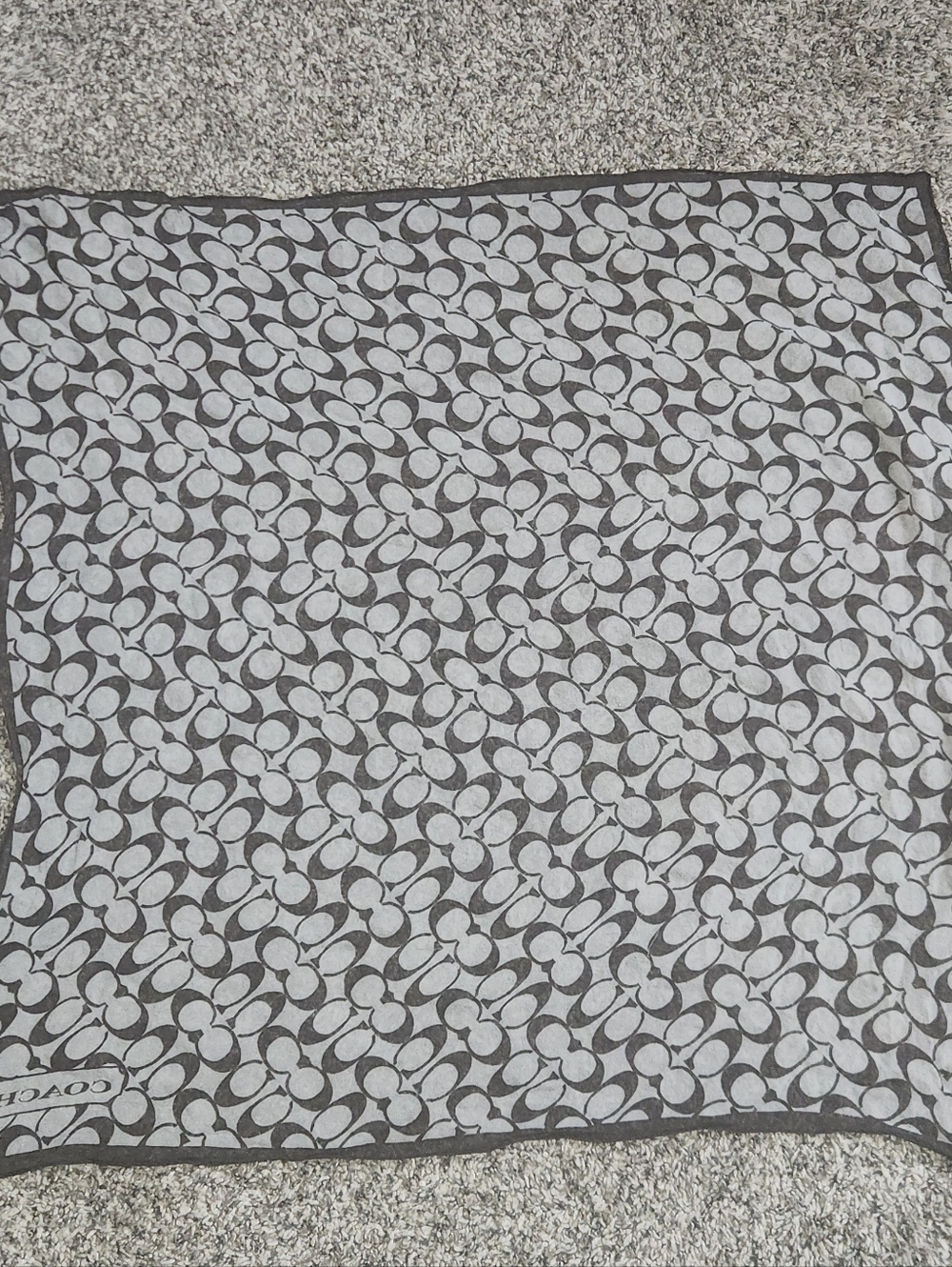 Coach Gray & White Sig Coach Pattern Throw Coach Signature Print Silk Sq. 21x21